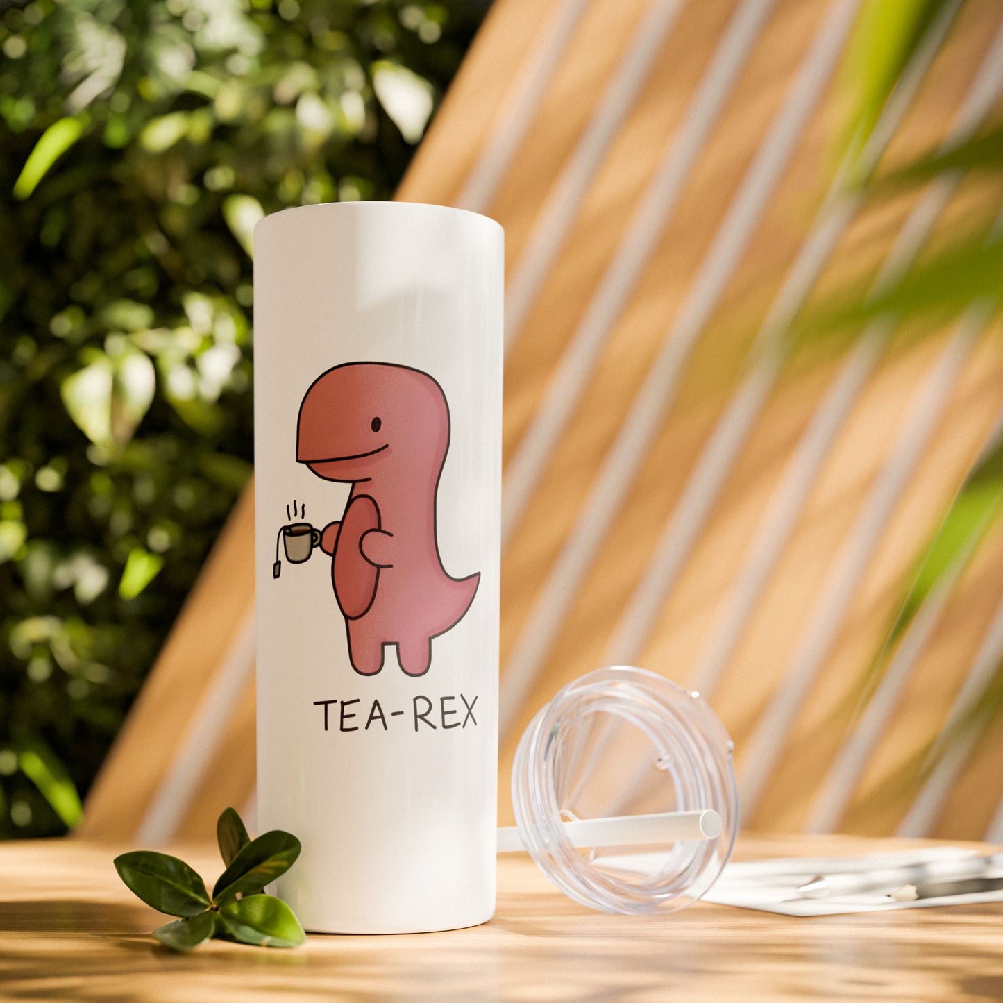 Tea Rex Skinny Tumbler with Straw