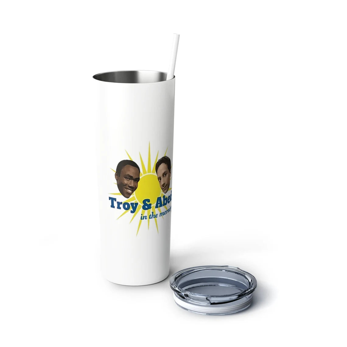 Troy and Abed in the Morning Tumbler Community SkinnyTumbler With Straw