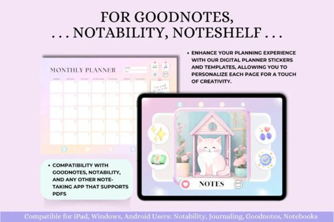 All-In-One Undated Digital Planner - Instant Download. Goodnotes, ipad, Notability, XODO, Noteshelf Planner Daily Planner Weekly Planner Digital Journal
