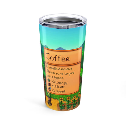 Stardew Valley Original Stats 20oz Tumbler – Cozy Gaming Cup for Fans & Gamers