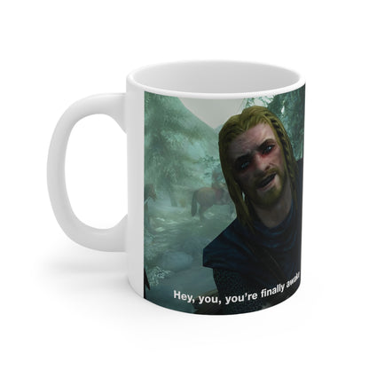 Skyrim Hey You're Finally Awake Mug