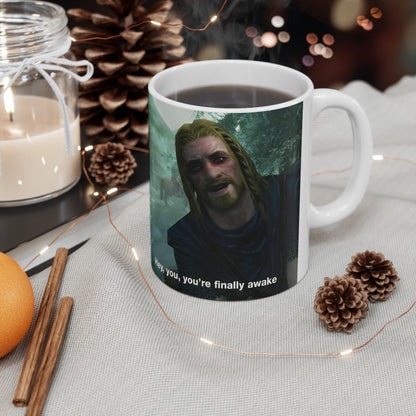 Skyrim Hey You're Finally Awake Mug