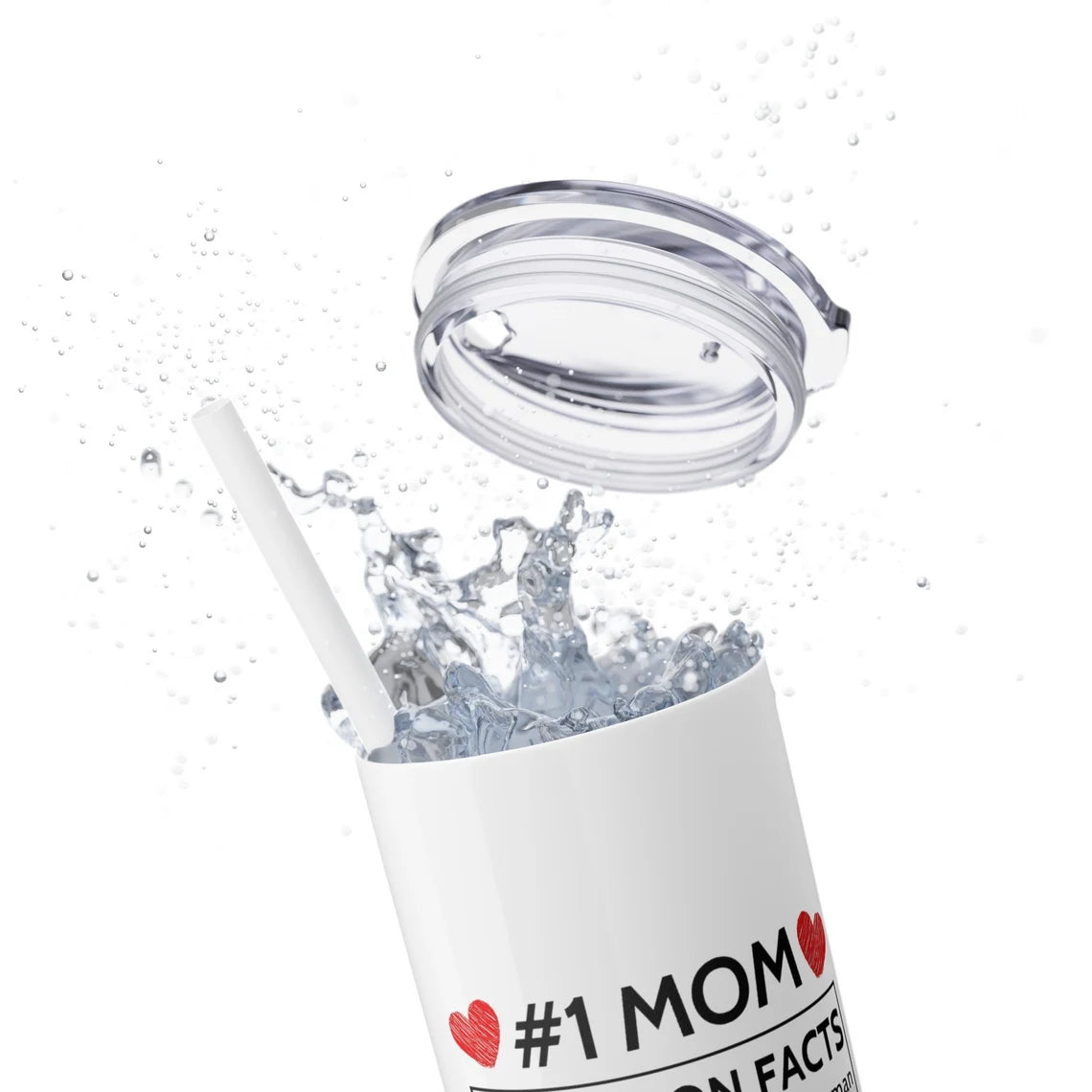 Mom Nutrition Facts Skinny Tumbler with Straw