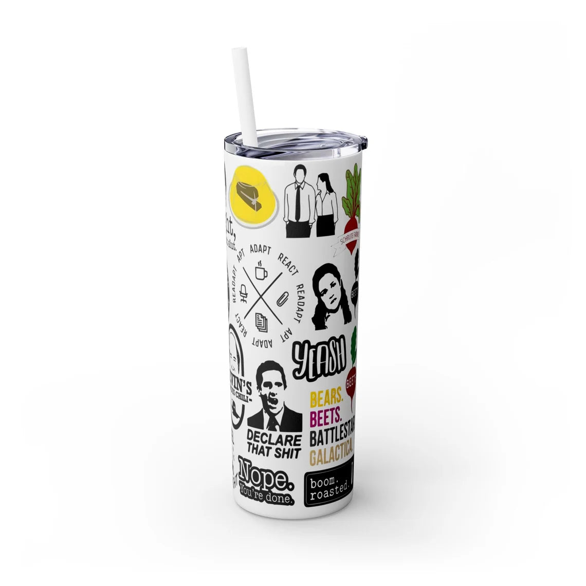 The Office Skinny Tumbler | 20oz Double Wall with Straw - Prision Mike Dwight -Dunder Mufflin