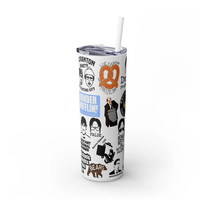 The Office Skinny Tumbler | 20oz Double Wall with Straw - Prision Mike Dwight -Dunder Mufflin