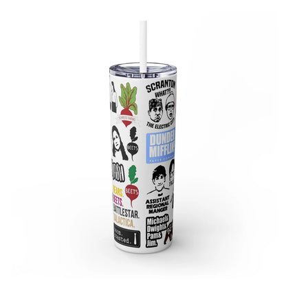 The Office Skinny Tumbler | 20oz Double Wall with Straw - Prision Mike Dwight -Dunder Mufflin